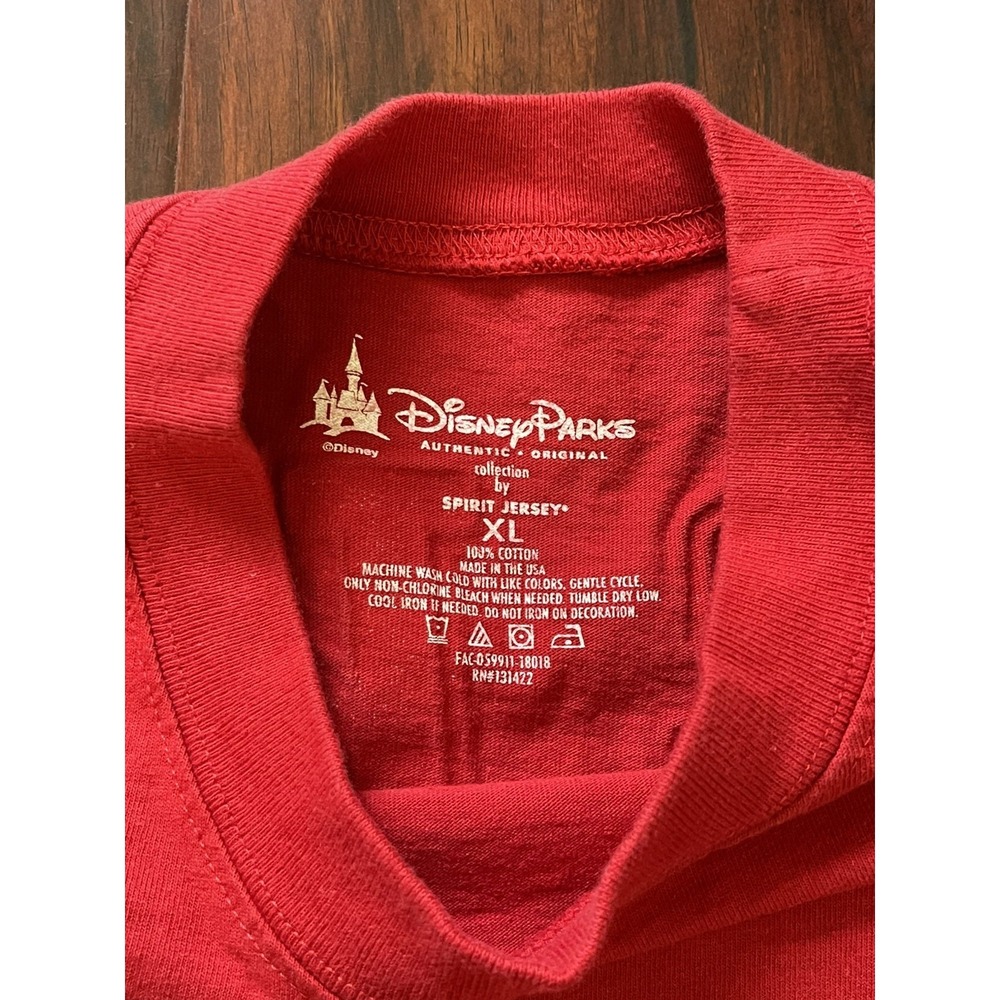 Mickey Mouse Disney Parks Authentic Spirit Jersey Spellout Red Size XL Preowned - Picture 6 of 8